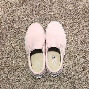 Baby pink slip on vans💕